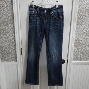 Miss Me Boot Cut Jeans Embelleshed Beaded Cowgirl Western Rhinestone Size 30